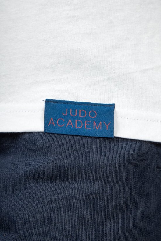 Tričko Judo Academy - modrý potisk na bílém tričku - Velikost: XXL