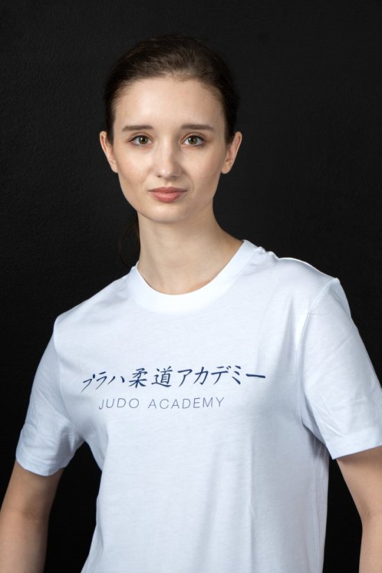 Tričko Judo Academy - modrý potisk na bílém tričku - Velikost: XXL