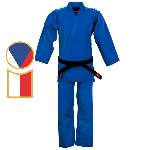 Kimono Yuko - modré s českou vlajkou - Velikost kimona: 140