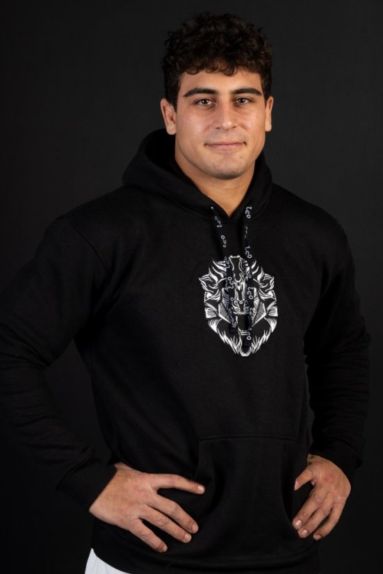 Mikina s kapucí Leo "The King" - černá - Velikost: L