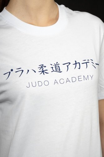 Tričko Judo Academy - modrý potisk na bílém tričku - Velikost: L