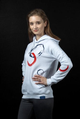 Sportovní bílá klubová mikina Judo Academy s kruhy - Velikost: L
