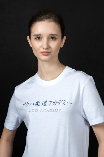 Tričko Judo Academy - modrý potisk na bílém tričku - Velikost: L