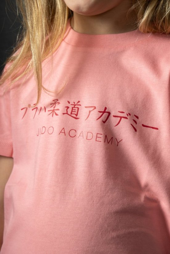 Tričko Judo Academy - růžový potisk na růžovém tričku - Velikost: XXL